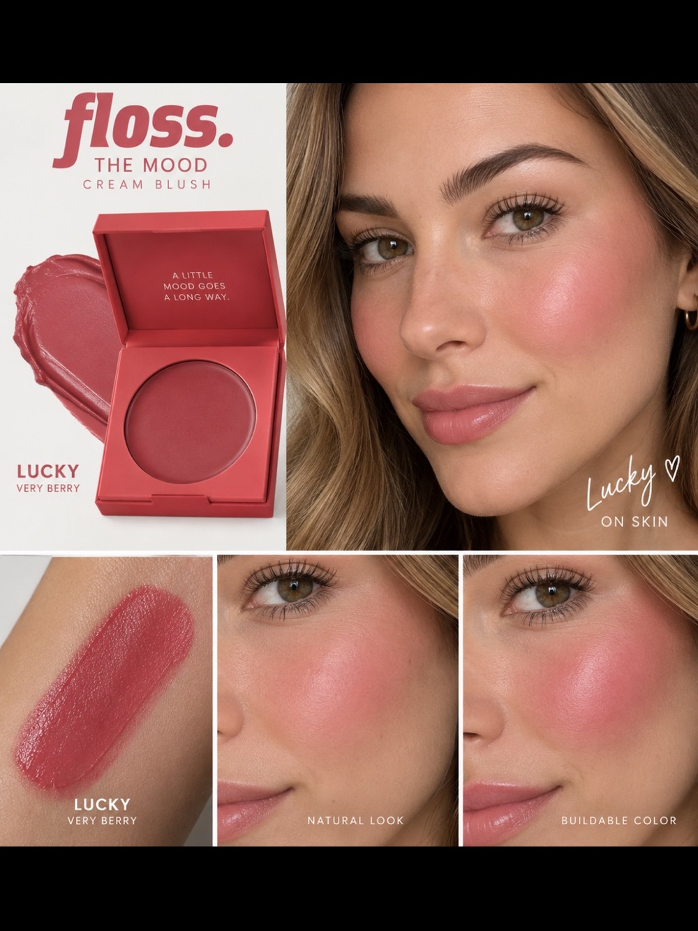 Floss Beauty The Mood Cream Blush Lucky Very Berry 2.7g 0.09 oz